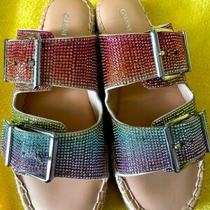Colorful rhinestone sandals